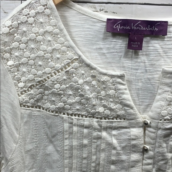NWOT Gloria Vanderbilt White Lace blouse Sz. L - Picture 2 of 8